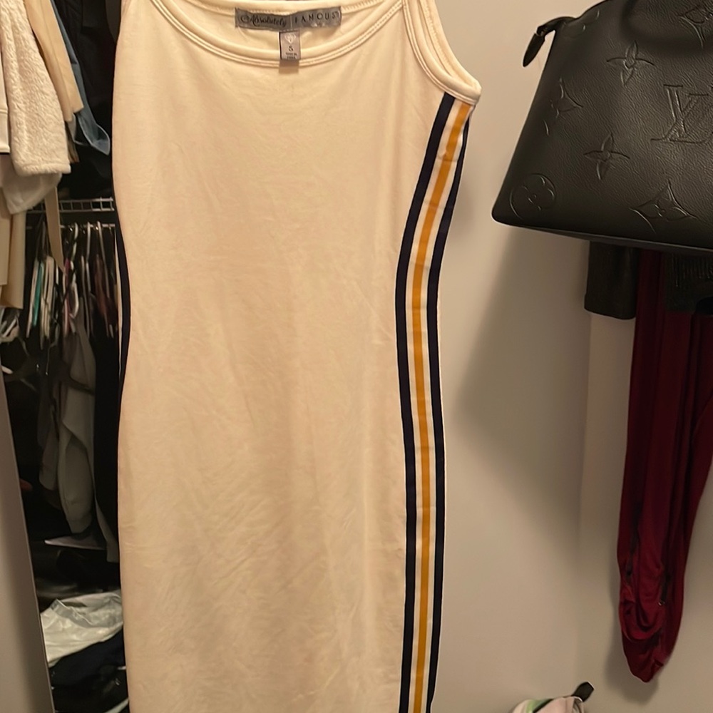 Cream strip dress